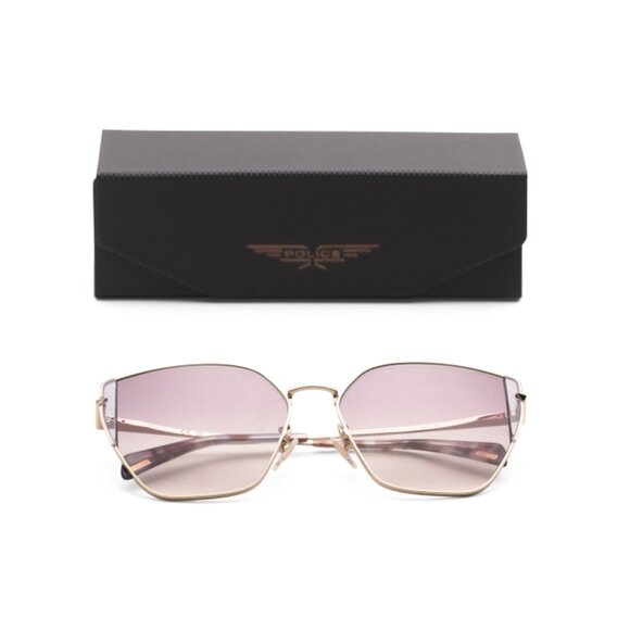 POLICE Light Gold 57mm Metal Cat Eye Sunglasses